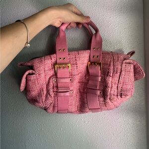 Franco Sarto Pink Tweed Mini Bag with Gold Accents